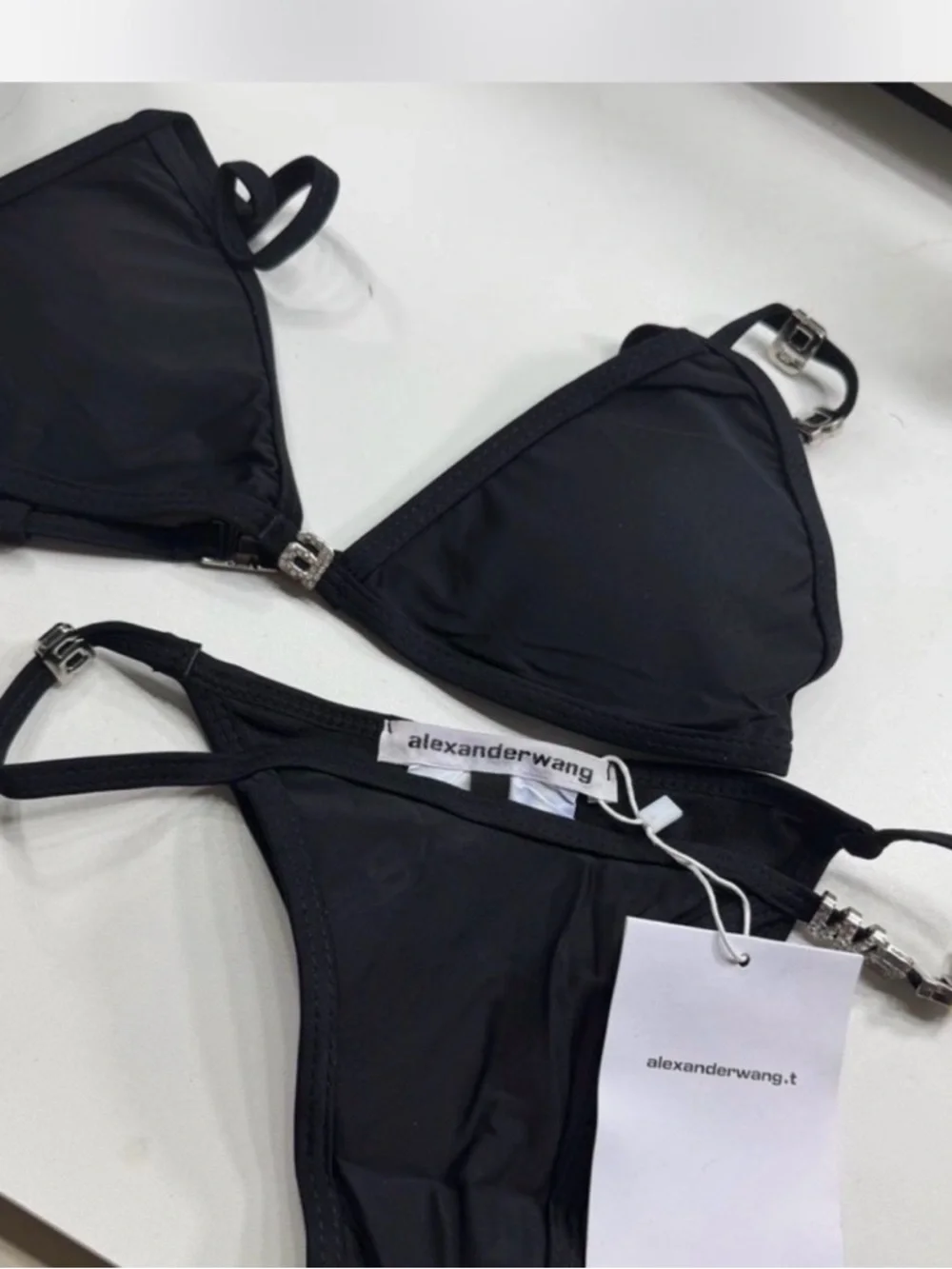 Black Rhinestone-Accent Triangle Bikini Set - Picture 2 of 2